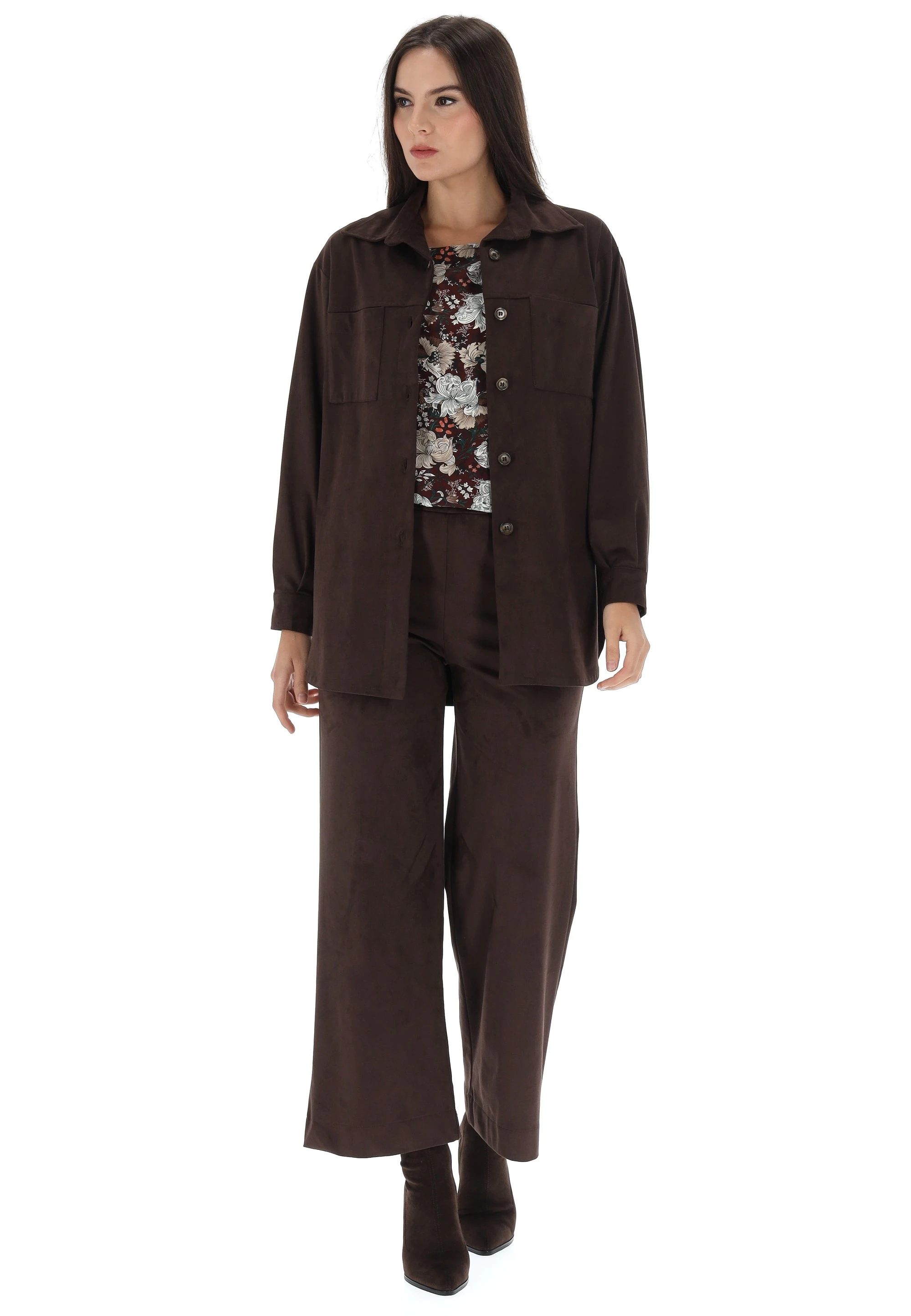 Giacca taglio camicia effetto daino con taschino Main&amp;Land